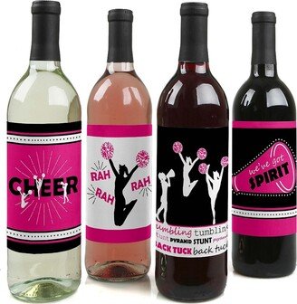 Big Dot Of Happiness We've Got Spirit - Cheerleading - Party Decor - Wine Bottle Label Stickers 4 Ct