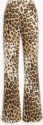 Leopard-print high-rise bootcut jeans