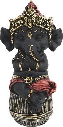 6.25H Black Ganesha Sitting on Ottoman Statue Feng Shui Decoration Figurine Home Decor Perfect Gift for House Warming, Holidays and Birthda