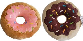 Jojo Modern Pets Strawberry and Chocolate Plush Donut Plush Dog Chew Toy Set