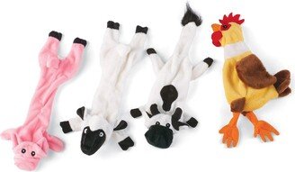 Collections Etc Stuffing Free Farm Animals Dog Toys - Set of 4