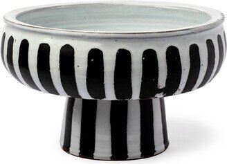 Lexington White & Black Ceramic Striped Bowl - 14.5W x 14.5D x 9.5H