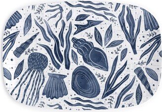 Serving Platters: Sea Shells - Navy Serving Platter, Blue