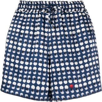 Spot-Print Elastic Shorts