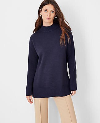 Mock Neck Tunic Sweater