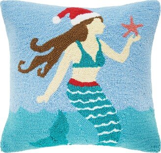 Santa Star Mermaid Hooked Throw Pillow-AA