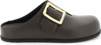 leather clogs with buckle-AA