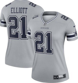 Women's Ezekiel Elliott Gray Dallas Cowboys Inverted Legend Jersey