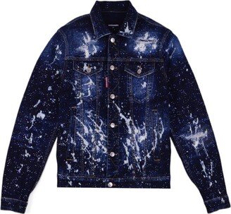 Paint Splatter Distressed Denim Jacket