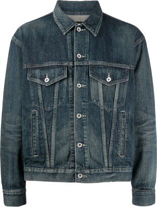 Long-Sleeve Washed-Denim Jacket-AA