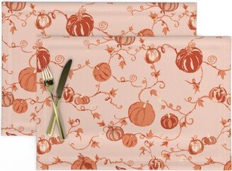 Peach Autumn Fall Placemats | Set Of 2 - Pumpkin Patch By The Bright Leaf Design Pumpkins Holiday Christmas Cloth Spoonflower