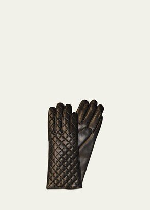 Guanti Giglio Fiorentino Quilted Leather Gloves w/ Cashmere-Lining