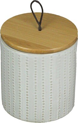 PD Home & Garden 5 In White Ceramic Jar With Wood Lid Kitchen Counter Canister Storage - 4.75 X 4.25 X 4.25 inches