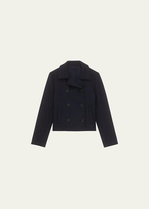 Shrunken Wool Double-Breasted Peacoat