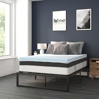 Platform Bed Frame; Pocket Spring Mattress & Memory Foam Topper