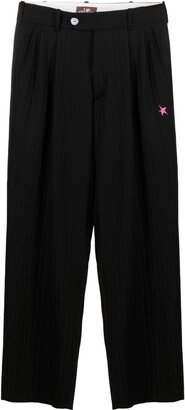 Late Checkout Embroidered-Detail Wide Leg Trousers