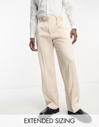 smart wide leg pants in beige satin