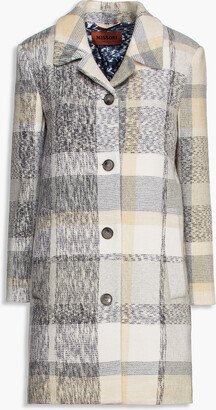 Checked wool-blend coat