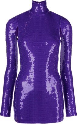 Sequin-Embellished Open-Back Minidress-AA