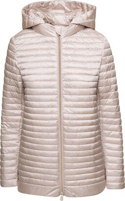 'alima' Beige Hooded Down Jacket In Nylon Woman