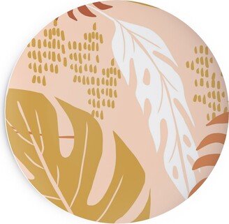 Salad Plates: Paradiso - Tropical Palm Fronds - Golden Blush Salad Plate, Pink