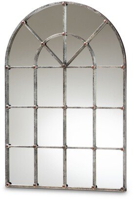 Newman Vintage Farmhouse AntiqueArched Window Accent Wall Mirror - Antique Silver