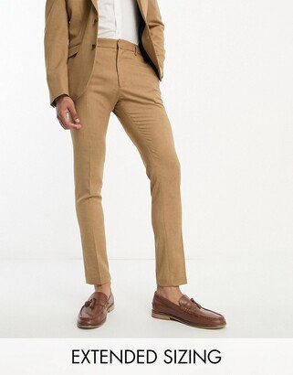 skinny suit trouser in camel micro texture