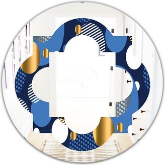 Designart 'Circular Abstract Retro Geometric XI' Printed Modern Round or Oval Wall Mirror - Quatrefoil