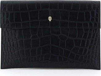 Skull Embossed Envelope Clutch Bag