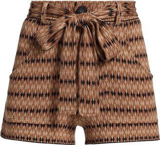 Belted Argyle Jacquard Shorts