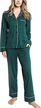 Cotton Pima Green Stripe Pajama Set