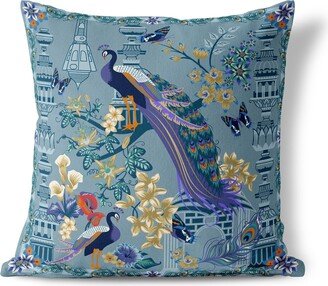 Amrita Sen Designs Amrita Sen Peacock Paradise Indoor Outdoor Pillow Zip-AA