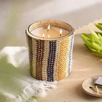 Colorful Stripe Rattan Candle, Tropical Bergamot