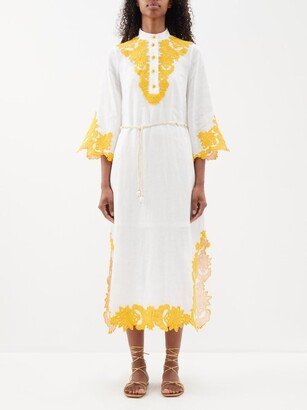 Raie Floral-embroidered Linen Dress