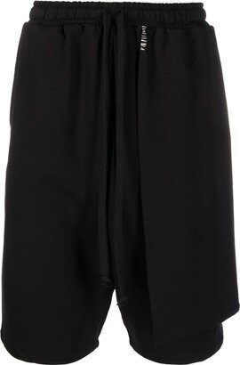 Stretch-Cotton Asymmetric Track Shorts