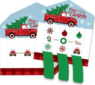 Big Dot of Happiness Merry Little Christmas Tree - Red Truck Christmas Party Game Pickle Cards - Pull Tabs 3-in-a-Row - Set of 12
