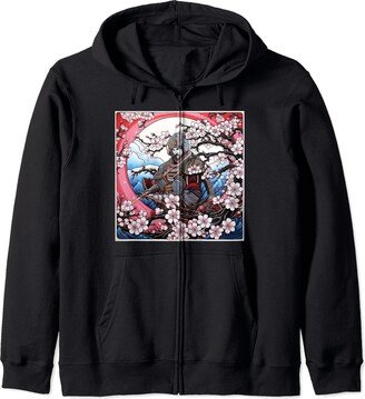 Sakura samurai designs Samurai's Symphony The Cherry Blossom Saga Zip Hoodie