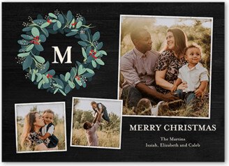 Holiday Cards: Wreath Collage Holiday Card, Black, 5X7, Christmas, Standard Smooth Cardstock, Square