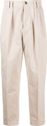 Mid-Rise Tapered Cotton Trousers