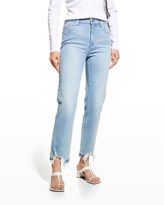 Sarah Straight-Leg Destroyed Hem Cropped Jeans