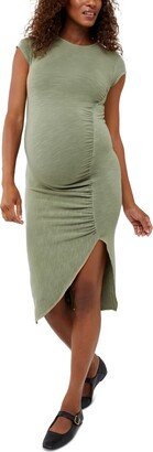 Supersoft Cap-Sleeve Shirred Maternity Dress