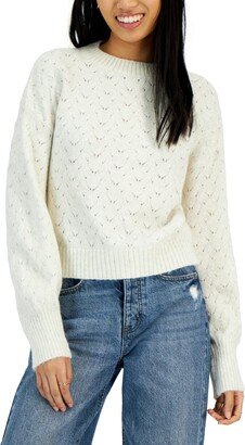 Sugar Moon Juniors' Nyc Alliance Pointelle Lurex Sweater