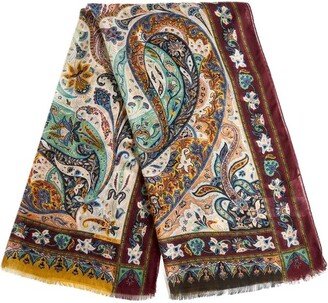 Paisley Printed Frayed Scarf