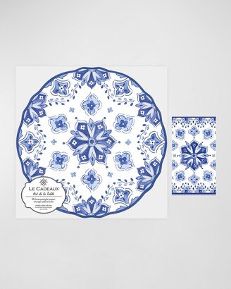 Le Cadeaux Scalloped Paper Charger 15 Placemat (Pack of 20) With Guest Towels (Pack of 15)