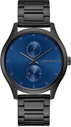 Men's Caravelle by Bulova Black IP Watch with Blue Dial (Model: 45C116)