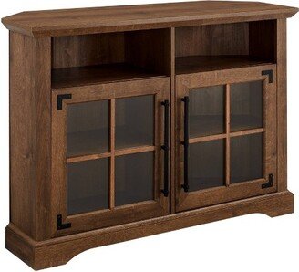 Avalene Rustic Farmhouse Corner TV Stand for TVs up to 50 Natural Walnut - Saracina Home