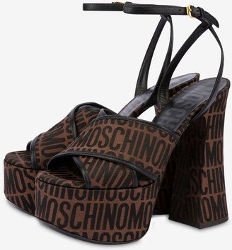 All-over Logo Nylon Platform Sandals