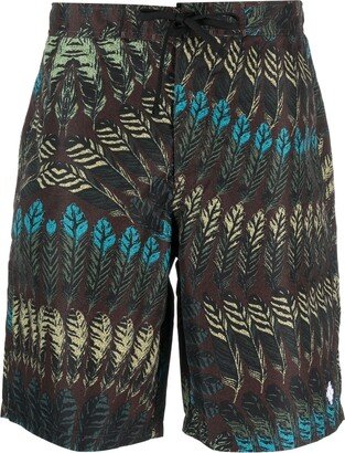 Feather-Print Swim Shorts