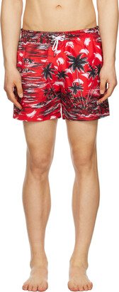 Red Graphic Swim Shorts