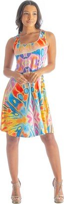 24seven Comfort Apparel Womens Multicolored Pattern Knee Length Sleeveless Tank Top Dress -Multicolored-1X